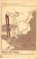 Panik an der Themse. Kriegs-Karte des Lustigen Blätter Nr. 10.. Druck von H. S. Hermann (Berlin) / German military art postcard, panic by the Thames (fl)