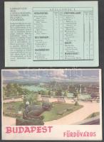 cca 1930 Budapest fürdőváros. Bp., Budapesti Központi Gyógy és Üdülőhelyi Bizottság, 16 sztl. lev. Fekete-fehér fotókkal illusztrált. Benne "Tájékoztató árak a szállodákról, vendéglőkről és gyógyfürdőkről" tájékoztatóval, Bp., Globus-ny., 2 sztl. lev. Kiadói haránt-alakú papírkötés.