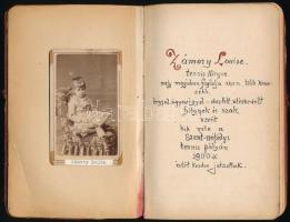 1900 Zámori Lujza teniszkönyve, benne fotójával, 40 oldalnyi kézirat teniszpartnerekről, bőr kötésben