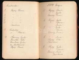 1900 Zámori Lujza teniszkönyve, benne fotójával, 40 oldalnyi kézirat teniszpartnerekről, bőr kötésbe...