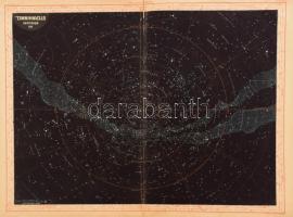Der nördliche Sternhimmel / Az északi égbolt csillagtérképe, a Meyer's Hand-Atlas melléklete, sérülésekkel, ragasztott, 36,5x47 cm
