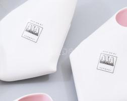 ASA Selection 6 darabos krémrózsaszín design váza szett. Színes porcelán, újszerű, h: 13 cm