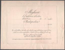 1903 Meghívó l. f. udvari ebédre Budapesten, kitöltetlen, lapra ragasztva, 15x20 cm