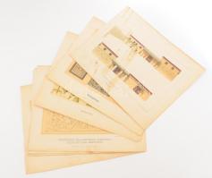 cca 1900 Ókori építészet témájú illusztrációk, 7 db (részben színes) képtábla, Stuttgart, Hoffmannsche Verlags-Buchhandlung, változó állapotban, részben foltos, 24x30 cm körül