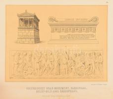 cca 1900 Ókori építészet témájú illusztrációk, 7 db (részben színes) képtábla, Stuttgart, Hoffmannsc...