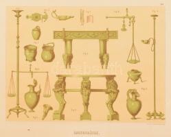 cca 1900 Ókori építészet témájú illusztrációk, 7 db (részben színes) képtábla, Stuttgart, Hoffmannsc...