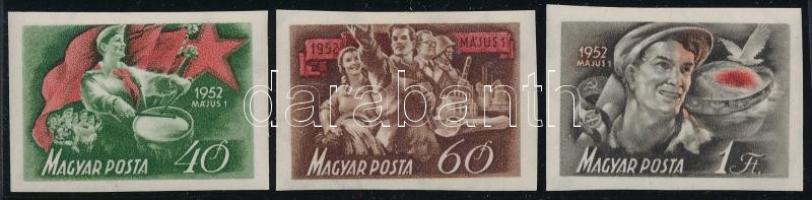 1952 Május 1. vágott sor / Mi 1244-1246 imperforate set