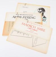 cca 1960-1970 Híres magyar írók, költők halálozási évfordulói alkalmából kiadott ismertető kiadványok (Madách Imre, Móra Ferenc, Radnóti Miklós)