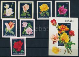 1982 Rózsák vágott sor és blokk / Mi 3548-3554 + 156 imperforate set and block