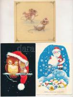 9 db MODERN karácsonyi motívum képeslap Mikulással, különböző méretű / 19 modern Christmas greeting postcards with Saint Nicholas in various size