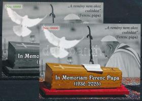 2025 In Memoriam Ferenc Pápa emlékívpár azonos 0000 piros-zöld sorszámmal, egyik fekete nyomat (csak 3 pár létezik)