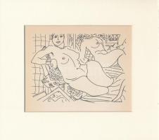 Henri Matisse (1869-1954): Pihenő aktok, cinkográfia, papír, jelzett a nyomaton, paszpartuban, 11×15 cm