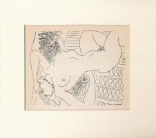 Henri Matisse (1869-1954): Női akt, cinkográfia, papír, jelzett a nyomaton, paszpartuban, 12×15 cm