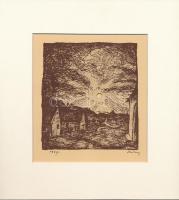 Rudnay Gyula (1878-1957): Teliholdas éjszaka, cinkográfia, papír, jelzett a cinkográfián, paszpartuban, 13×12 cm