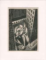 Dallos Hanna (1907-1944): Hervadás, fametszet, papír, jelzett a metszeten, paszpartuban, 22×15 cm