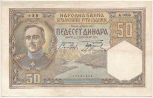 Jugoszlávia 1931. 50D T:F szép papír, pici szakadások Yugoslavia 1931. 50 Dinara C:F fine paper, tiny tears Krause P#28