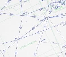 1974 Európa és Dél-Ázsia légiforgalmi / légifolyosó térképe, kétoldalas, angol nyelvű, 43x88 cm