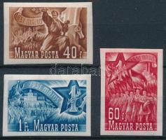 1951 Május 1. vágott sor / Mi 1160-1162 imperforate set