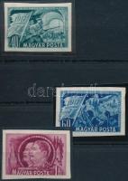 1951 NOSZF vágott sor / Mi 1213-1215 imperforate set