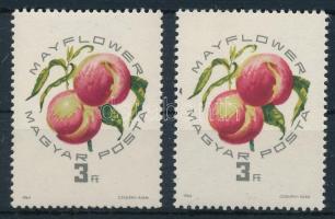 1964 Magyar barackfajták 3Ft lemezhibával + támpéldány / Mi 2051 with plate variety