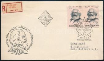 1953 Marx pár ajánlott FDC-n / Mi 1305 pair on registered FDC