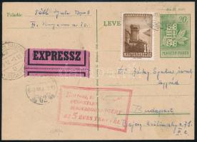 1949 Díjkiegészített díjjegyes expressz levelezőlap alkalmi bélyegzéssel / Express PS-card with additional franking
