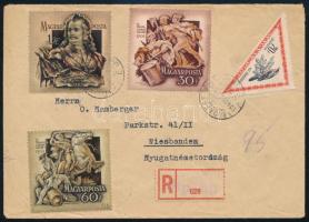 1954 Ajánlott levél 5 db bélyeggel Németországba, cenzúrázva / Registered censored cover to Germany