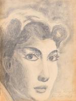 cca 1954-1961 Emlékkönyv rajzokkal, vázlatokkal, összesen kb. 30-40 db ceruzarajzzal, sérült egészvá...