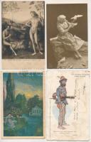 21 db RÉGI művészeti témájú képeslap, vegyes minőségben / 21 pre-1945 art-themed postcards in mixed quality