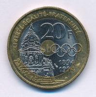 Franciaország 1994. 20Fr tri-metal Al-Br-Ni-Cu "Pierre de Coubertin - 100 éves a Nemzetközi Oli...