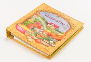 Receptjeim, regisztreres gyűrűs berakó nem használt díszes lapokkal, saját recetpgyűjtemény összeállításához, kategóriák szerinti regiszterekkel, előétel, főétel, tészták, stb Alexandra, jó állapotban 23x24 cm