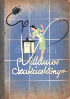 Villamos sütés-főzés és a polgári konyha étel-leírásainak kisebb gyűjteménye. A szerkesztésben közreműködtek Budapest székesfőváros Elektromos Művei Villamos Bemutató Konyhájának előadói. Budapest, [1939]. Magyar Villamos Művek Országos Szövetsége (Globus Nyomdai Műintézet Rt.) 74 + [8] p. Egyetlen kiadás. A Fejes Gyula grafikusművész szövegközti rajzaival gazdagon illusztrált gasztronómiai munka beavat az 1930-as években elterjedő elektromos konyhai eszközök (főzőlap, villanytűzhely, hirtelenforraló, hűtőgép) használatába, majd receptgyűjteményt közöl. A lapszéleken enyhe foltosság. Horváth 1941. Enyhén sérült gerincű, Fejes Gyula színes rajzával illusztrált kiadói félvászon kötésben. Jó példány.