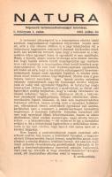 [Folyóirat] Natura. Népszerű természettudományi folyóirat. Szerkeszti Rudas György. I. évfolyam, 1. ...