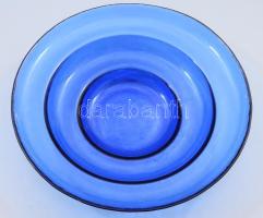 Tagolt testű anyagában királykéken színezett kínáló, hibátlan, d: 29 cm, m: 6,5 cm