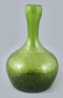 Olívaszínű anyagában buborékos váza, jelzés nélkül, hibátlan, m: 20 cm