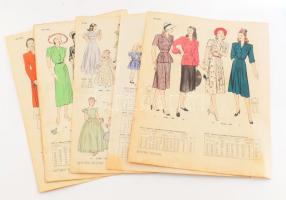 cca 1960 össz. 6 db vintage Butterick női divatkép, ofszet nyomat, papír, 28x37 cm
