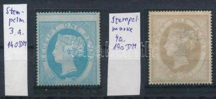 Nagy-Britannia 1881 Postabélyegként is használt okmánybélyegek Mi 3 + 4 (Mi EUR * 170.-)
