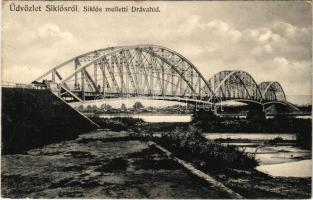 Siklós, Siklós melletti Dráva híd. Kohn Manó kiadása (EK)