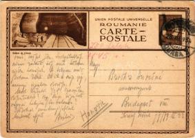 1934 Marosújvár, Uioara, Ocna Mures; Salines / sóbánya, iparvasút, belső / salt mine, industrail railway, interior + 6 Lei Ga. (EK)