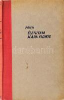 Prien Günther: Életutam Scapa Flowig. Ford.: Farkas István. Bp., Stádium, 203 p.+20 t.  "Günther Prien (1908-1941) a hitleri haditengerészet talán legsikeresebb tengeralattjáró parancsnoka volt. A második világháborúról nagyon sok munka hozzáférhető történészektől, visszaemlékező résztvevőktől, de kevés olyan van, amelyet egy résztvevő írt a háború alatt. Prien könyve ilyen. Témája nemcsak a háború, hanem saját maga is. Ezért adhatta könyvének alcíméül: Életutam Scapa Flowig. A szerző 1939 októberében Scapa Flow-nál hajtotta végre a második világháború egyik legvakmerőbb tengerészeti akcióját: tengeralattjárójával behatolt az angolok legvédettebb támaszpontjára, és ott elsüllyesztette a brit Royal Oakhadi hajót. Prien egész élete olyan volt, mintha azt Goebbels propagandaminisztériumában találták volna ki, így természetes, hogy önéletírása elsőrendű propagandaanyaggá vált. Prien a Weimari Köztársaságban szegény sorsú diák volt, azután hajóinas egy Dél-Amerikát is megjárt vitorláson, később tengerészkadét, majd a kereskedelmi flotta tengerésztisztje lett. Mindezt óriási akaraterővel és rengeteg megpróbáltatás árán érte el. A nagy gazdasági világválság következményeit azonban nem tudta elkerülni. Munkanélkülivé vált az elhelyezkedés minden reménye nélkül, és ezt - milliókkal együtt - tragédiaként fogta fel. Az hozott fordulatot az életében, hogy 1932-ben csatlakozott a nemzetiszocialista mozgalomhoz, amelynek révén munkához jutott, és egy összetartó kollektíva tagja lett. Hitler hatalomra jutása után a haditengerészethez jelentkezett, és a tengeralattjáró-harcban elért sikereinek elismeréseképp ő lett az első haditengerésztiszt, aki megkapta a lovagkeresztet, ráadásul személyesen Hitlertől. Nemzeti hőssé vált. Nincs mit csodálkozni tehát azon, hogy könyvében lelkesedik Hitlerért és a nemzetiszocialista mozgalomért. Egy angol romboló 1941 márciusában megsemmisítette tengeralattjáróját, és Prien egész legénységével együtt odaveszett. Churchill is megemlékezik róla a Második világháború c. művében." Kiadói félvászon-kötés, kissé kopott, kissé foltos borítóval, a gerincen kis sérüléssel.