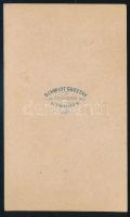 cca 1860-1870 Kutya műtermi portréja, vizitkártya Schmidt Gusztáv győri műterméből, 6x10,5 cm (Ritka...