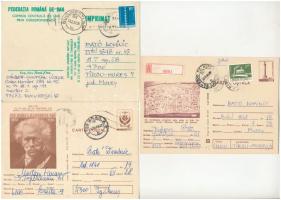 5 db MODERN díjjegyes román sakk levelezőlap, rajtuk sakkjátszmák lépései, kézzel kitöltve, az egyiken Barbu S. Delavrancea író, Bukarest polgármestere / 5 modern Romanian chess postcards, with handwritten chess game moves and mayor of Bucharest