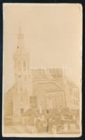 cca 1860-1870 Sopron, a Szent Mihály-templom, keményhátú fotó Tiefbrunner Sándor műterméből (,,Tiefbrunner Sándor fényrajzképe várkerület 187. sz. a. Sopronban"), viseltes állapotban, 9,5x5,5 cm