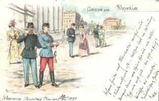 1898 Officers strolling litho (small tear)