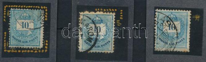 1874 vagy 1881 3 db 10kr gyöngyjavítással