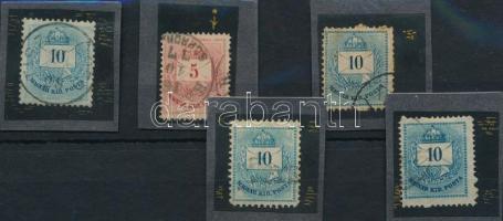 1874 vagy 1881 5 db krajcáros bélyeg lemezhibákkal