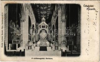 1908 Pécs, székesegyház főoltára, belső. Lechner Kornél kiadása (ázott sarkak / wet corners)