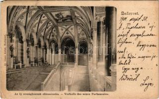 1901 Budapest V. Az új Országház előcsarnoka, belső. Ganz Antal kiadása (EM)