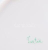 Herendi Tertia 3 darab virágmintás tányér, jelzett, kopással, d: 19 cm