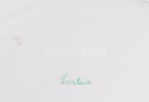 Herendi Tertia krizantém mintás leveskínáló tál, plasztikus virágbimbó díszítményekkel, hibátlan, d:...